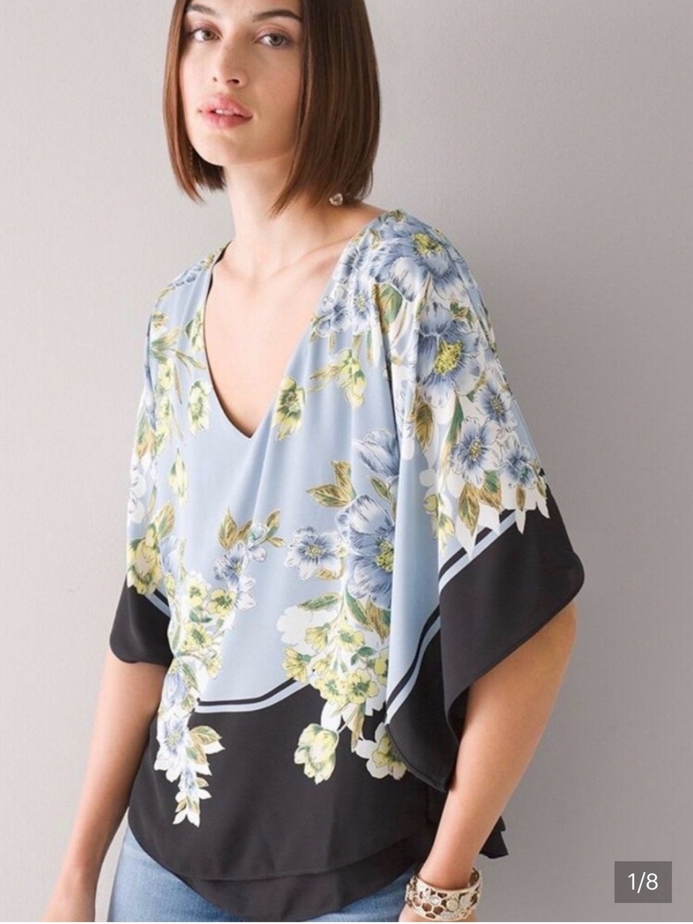 White House Black Market Floral Print Lined Kimono
Blouse Floral